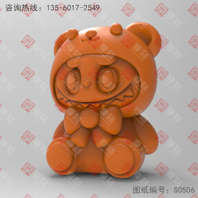 拉布布小熊立体3d模型图stl_享刻五轴雕刻机