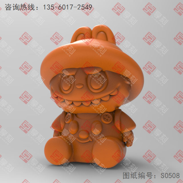 背书包拉布布摆件立体3d模型图stl_享刻五轴雕刻机
