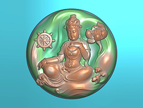 圆牌观音精雕玉石电脑雕刻图纸_享刻玉石