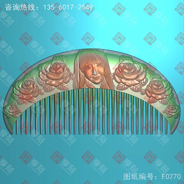 侍女梳子精雕玉石电脑雕刻图纸_享刻玉石雕刻机