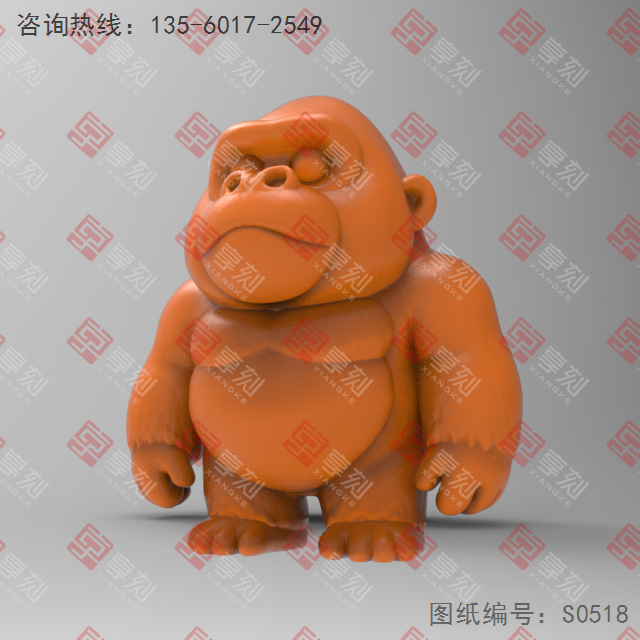 Q版金刚猴电脑3d模型图stl_享刻五轴雕刻机