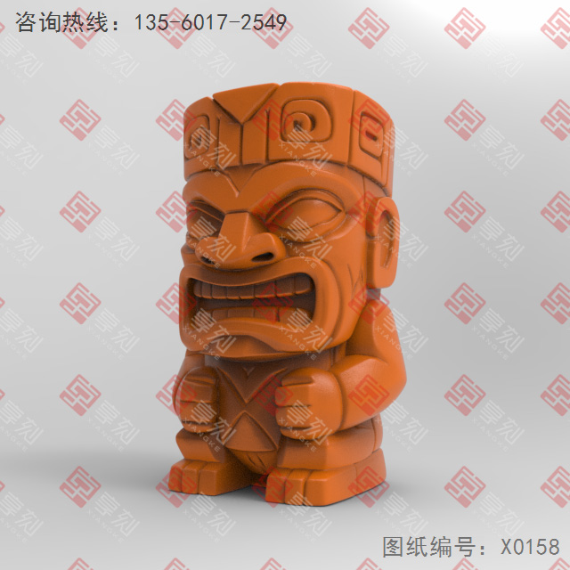 卡通提基神像电脑3d模型图stl_享刻五轴雕刻机