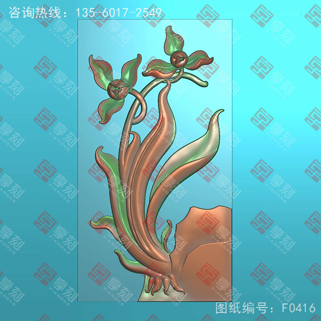 四君子兰花玉石电脑数控精雕图纸_享刻玉石雕刻机