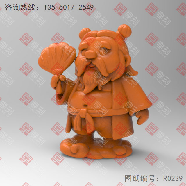 Q版八仙汉钟离电脑3d模型图stl_享刻五轴雕刻机
