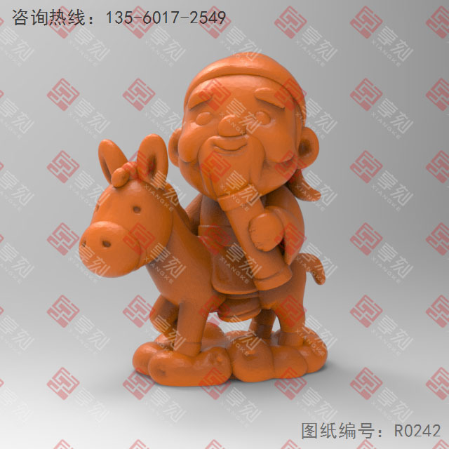 Q版八仙张果老电脑3d模型图stl_享刻五轴雕刻机