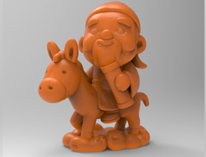 Q版八仙张果老电脑3d模型图stl_享刻五轴雕
