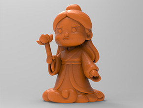 Q版八何仙姑电脑3d模型图stl_享刻五轴雕刻