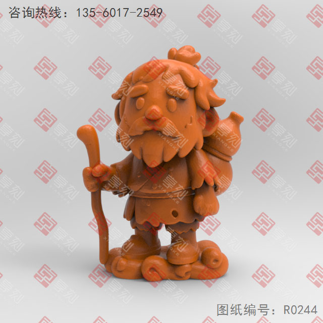 Q版八仙铁拐李电脑3d模型图stl_享刻五轴雕刻机