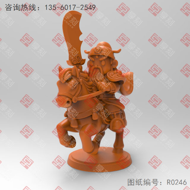 Q版关羽电脑3d模型图stl_享刻五轴雕刻机